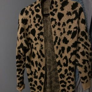 BP. Long Leopard Jacquard Cardigan size medium